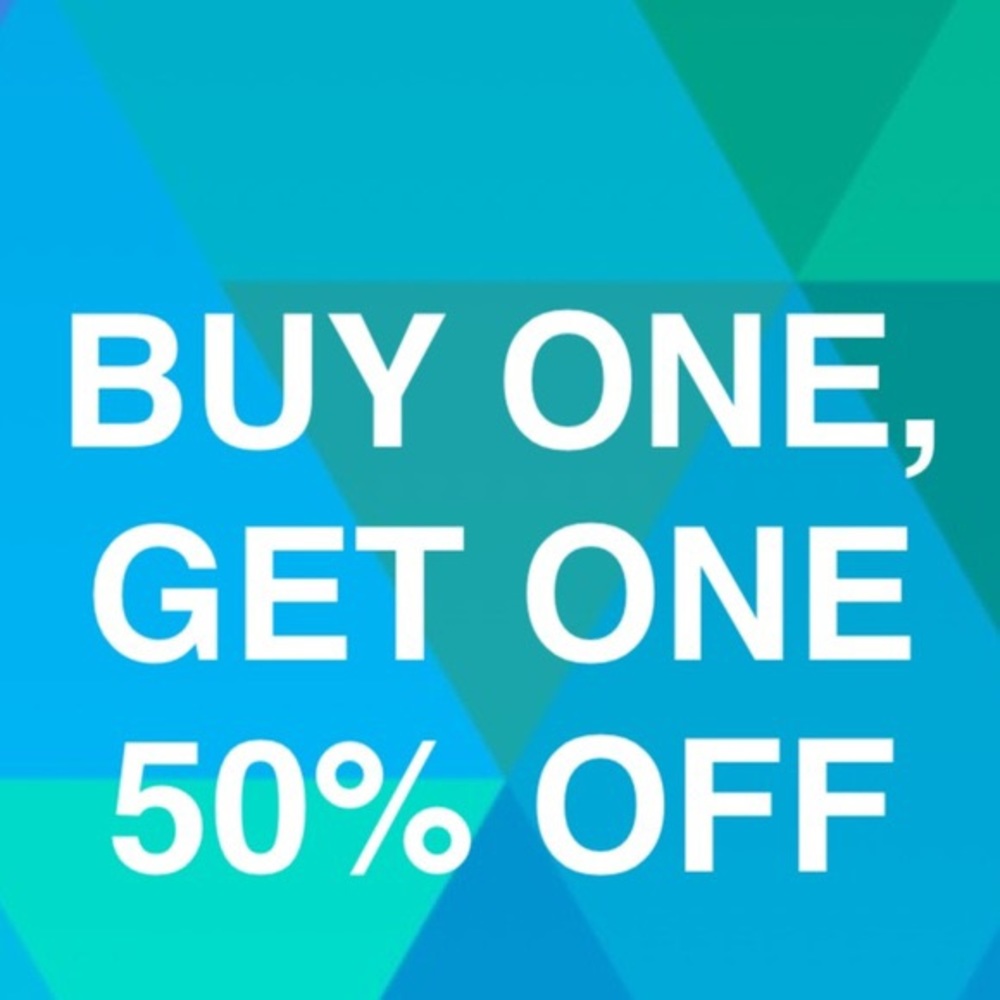 Buy one get the more expensive half off!